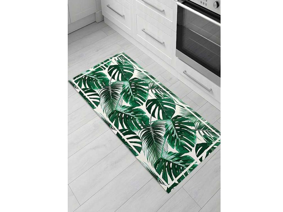 Tapetes De Corredor | OZAIA Tapete De Corredor Em Vinil Estilo Etnico Sierrana - 66X160 Cm - Verde E Branco