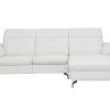 Sofa De Relaxamento Eletrico | Vente-unique Sofa De Canto Direito Relax Eletrico Em Pele De Bufalo Branco - Lismore