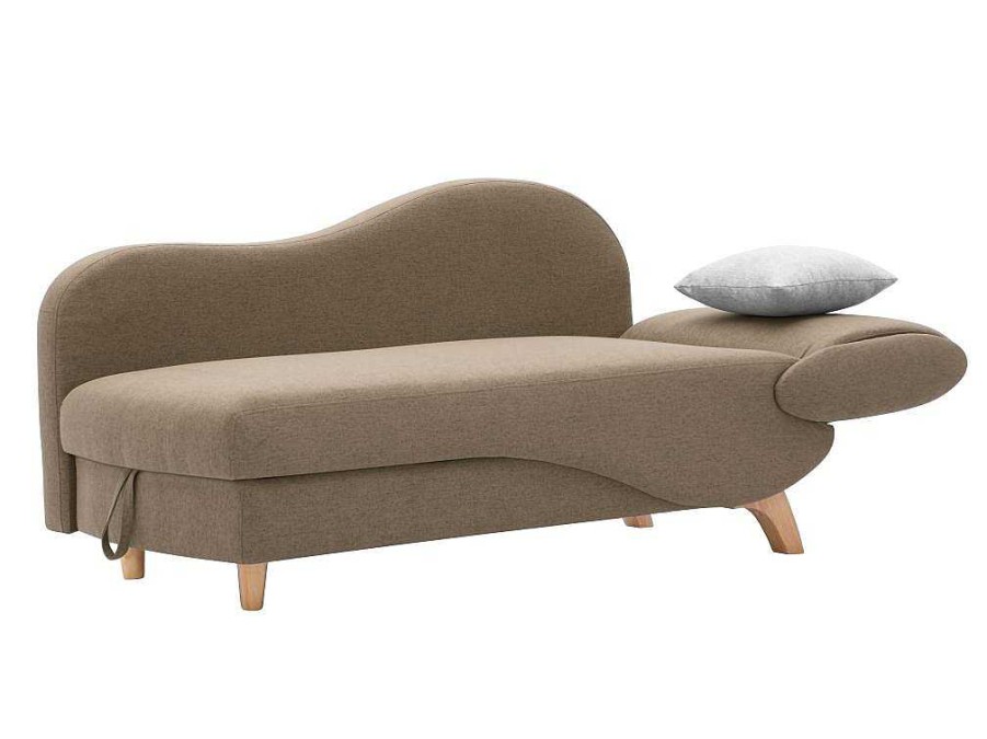 Chaise Longue | Vente-unique Chaise-Longue Esquerda Convertivel Em Tecido Castanho Com Espaco De Arrumacao - Penelope