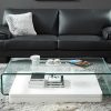 Mesa De Centro | Vente-unique Mesa De Centro Glossie - Vidro Curvado E Mdf Lacado Branco