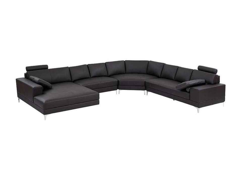 Sofa Panoramico | LINEA SOFA Sofa De Canto Panoramico 7 Lugares Pele De Qualidade Superior Castanho - Canto Esquerdo - Donatello Ii