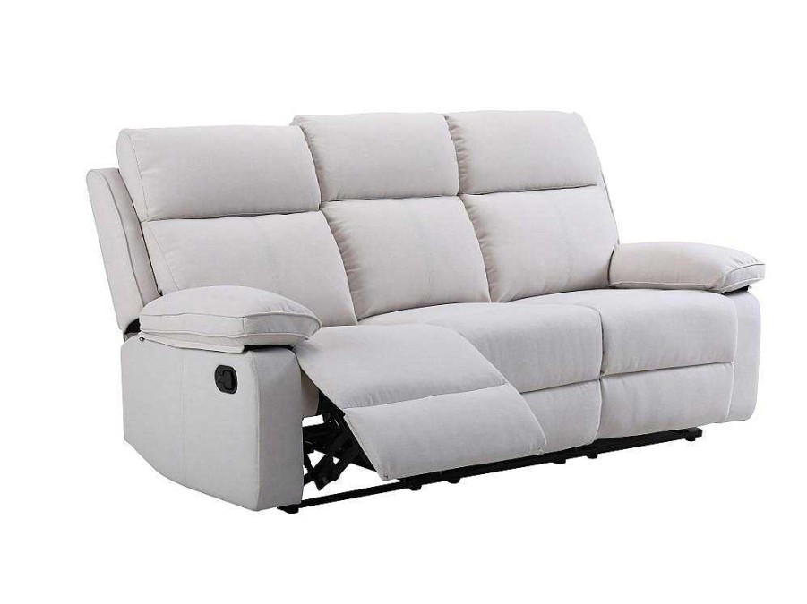 Sofa De Relaxamento Manual | Vente-unique Sofa De 3 Lugares Articulado Em Tecido Bege - Lana