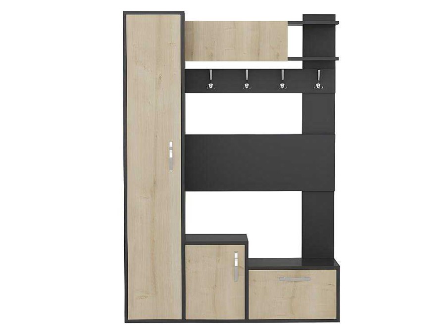 Promocoes Sala | Homemania Armario De Entrada Seina, Carvalho, Antracite, 125X35X184 Cm, Epikasa