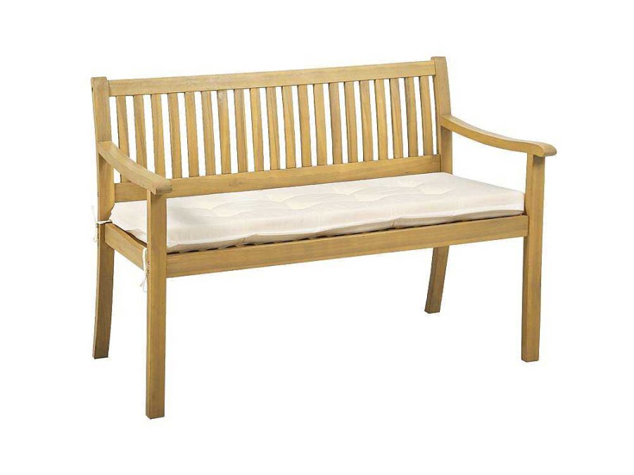 Conjunto Relax De Jardim | Happy Garden Acacia Bench Similan - Almofadas De Creme