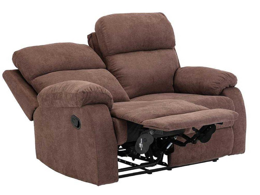 Sofa De Relaxamento Manual | Vente-unique Sofa De 2 Lugares Relax Em Tecido Castanho - Tolzano