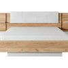 Cama Com Arrumacao | Vente-unique Cama Com Mesas De Cabeceira 160X200 Cm, Com Leds, Cor Natural E Branco - Elynia