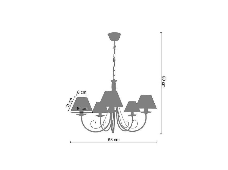 Lustre | TOSEL Lustre Tosel Cote D'Ivoire A Tecido Braco Branco D84 X H90 Cm