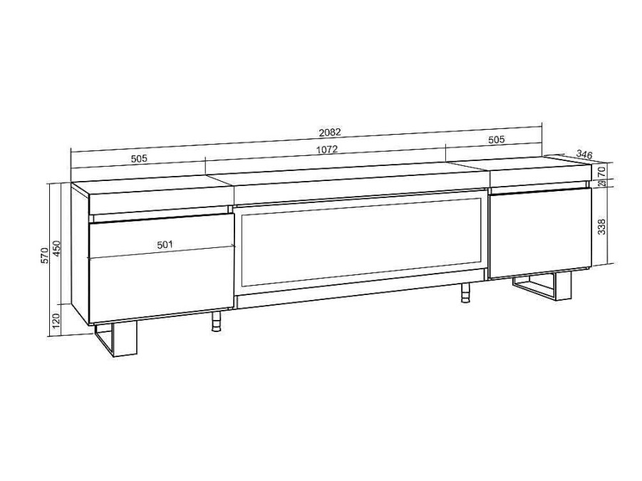 Movel De Tv | Skraut Home Movel De Tv, 210, Para Televisores Ate 80", Lareira Electrica Xxl, Design Industrial, Preto