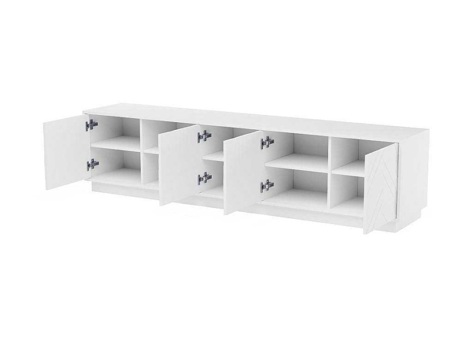 Movel De Tv | Vente-unique Movel De Tv Suspenso Com 4 Portas E 2 Nichos Em Mdf Branco - Redonia