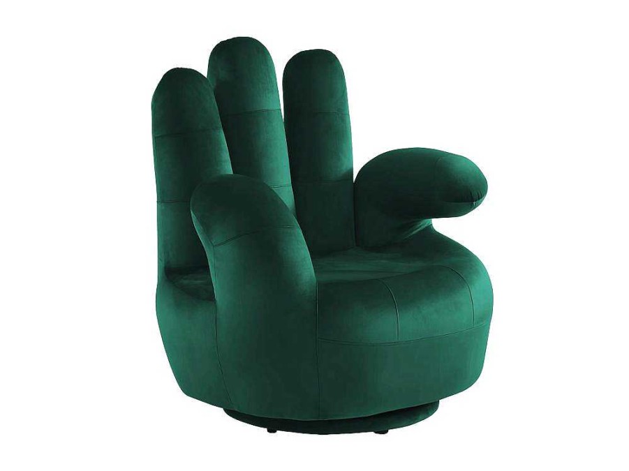 Poltrona Em Forma De Mao | Vente-unique Cadeirao Mao Giratorio Em Veludo Verde Abeto - Catchy