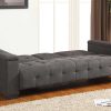 Sofa Cama Clic-Clac E Dobravel | Vente-unique Sofa Cama Clic Clac De 3 Lugares Em Microfibra Com Mesinha De Centro Rebativel Cinzento - Devonshire