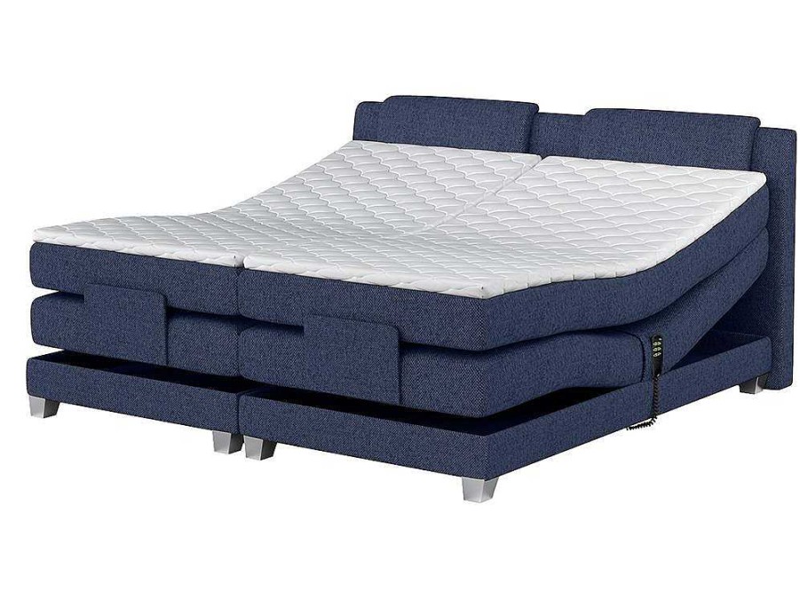 Cama Articulada | Palacio Conjunto Boxspring Cabeceira De Cama + Sommier De Relaxamento Eletrico + Colchao + Sobrecolchao Castel Da Palacio - 2X80X200 Cm -Tecido Efeito Ganga