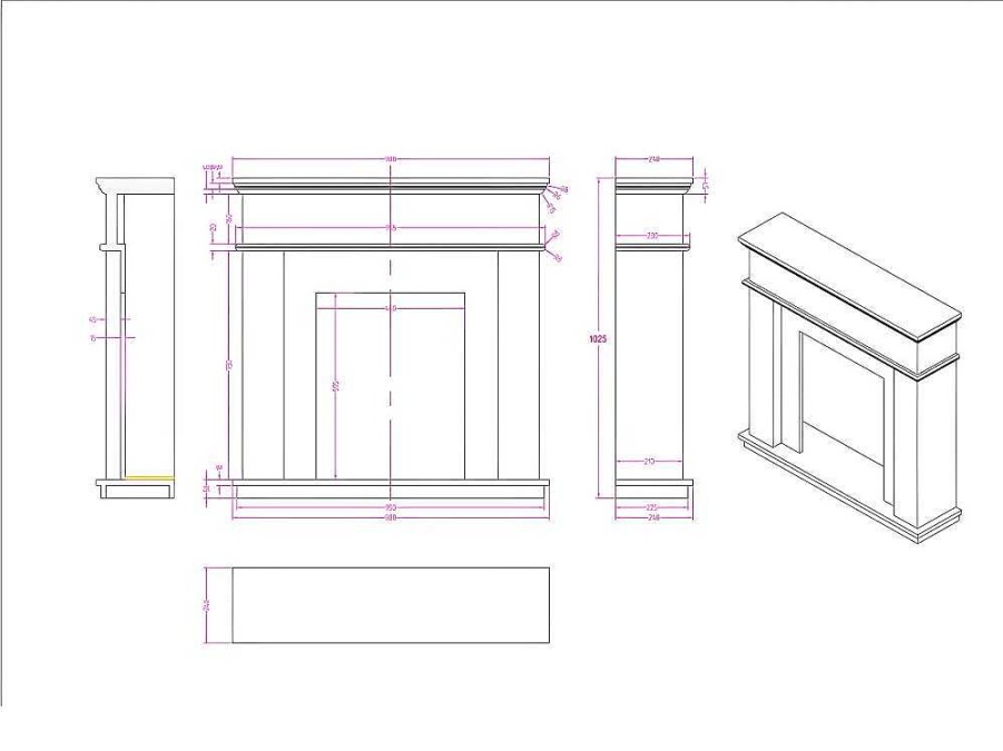 Lareira Eletrica | FLAMATECH Lareira Electrica De Pousar Vesuvia - Com Cobertura - C98 X L24 X A102.5Cm - Branco