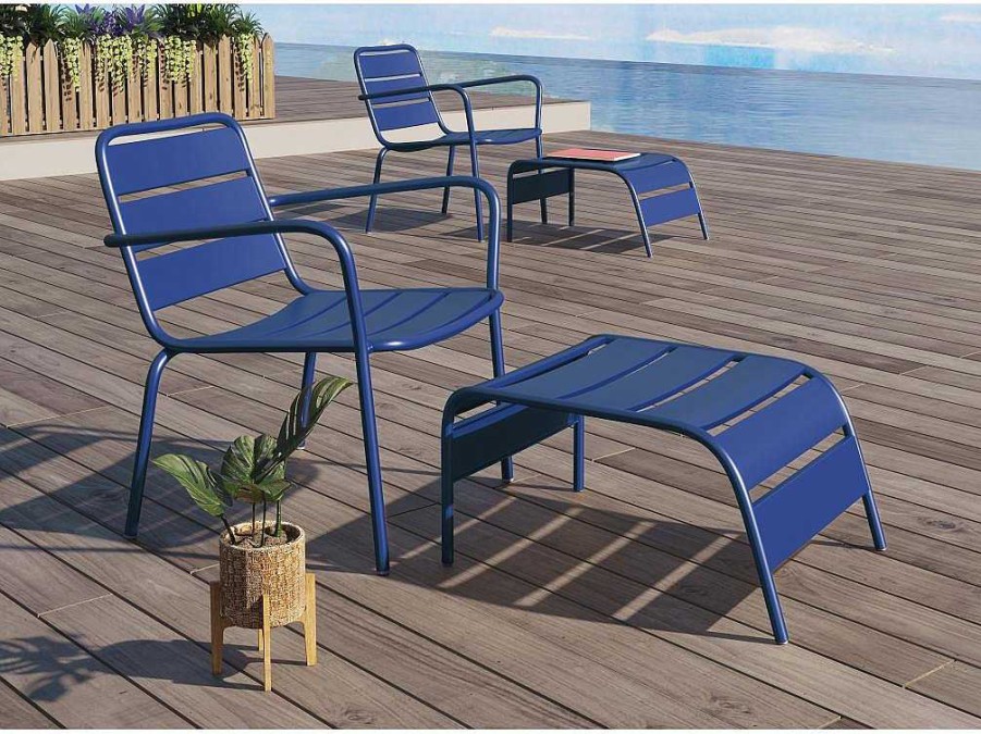 Conjunto Relax De Jardim | MYLIA Apoio De Pes Em Metal Azul-Escuro - Mirmande