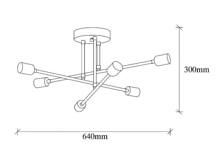 Luz De Teto | OZAIA Candeeiro De Teto Em Metal Com 3 Bracos De C. 64 Cm X A. 30 Cm Cor Preto - Flowera