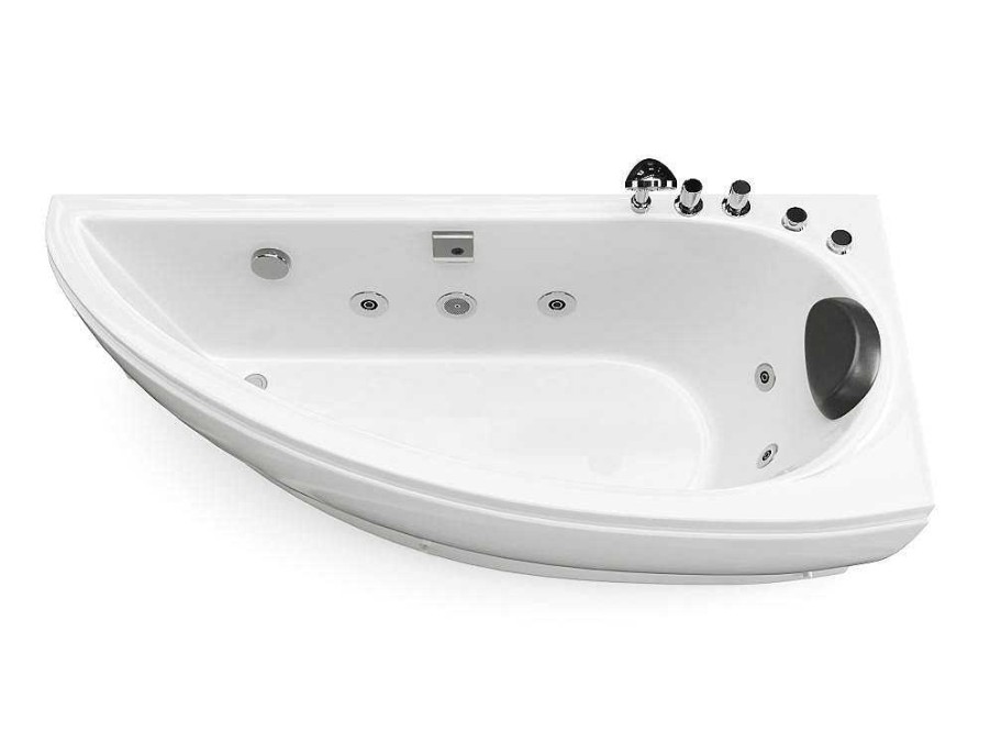 Banheira De Hidromassagem | Shower & Design Banheira De Hidromassagem Assimetrica Branca, 1 Lugar, 160X75 Cm, Canto Direito - Tabana