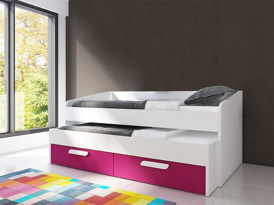 Cama Dupla | Vente-unique Cama Dupla Adams (190 90 Cm)(Fucsia)