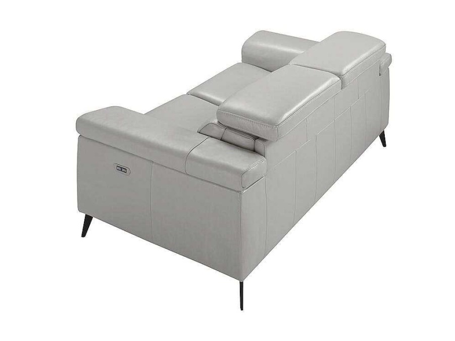 Sofa De Relaxamento Eletrico | Angel Cerda Sofa De 2 Assentos Estofado Em Pele Cinzenta 6107