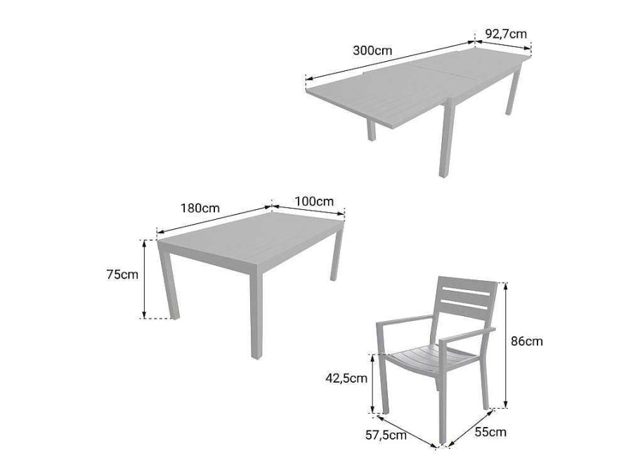 Conjunto Mesa E Cadeiras De Jardim | Happy Garden Venezia Conjunto De Moveis De Jardim De Aluminio Extensivel 180/300 - Branco