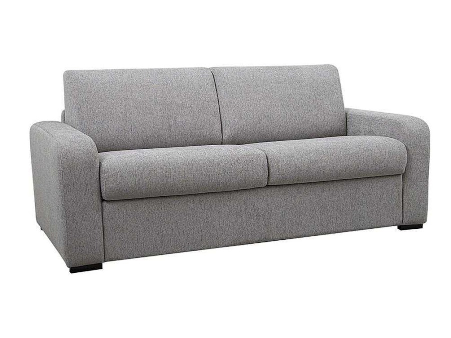 Sofa Cama De Abertura Rapida | Vente-unique Sofa De 3 Lugares Convertivel De Abertura Rapida Em Tecido Cor Cinza Bevis - Colchao De 18 Cm