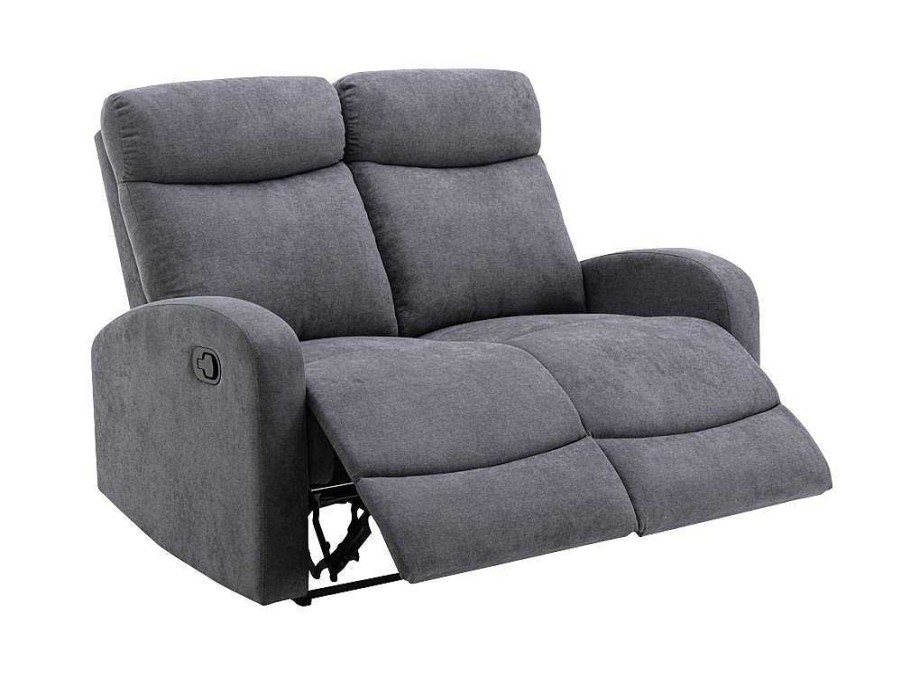 Conjunto De Sofa | Vente-unique Sofas De 3+2 Lugares Articulados Em Tecido Cinza - Evelyn