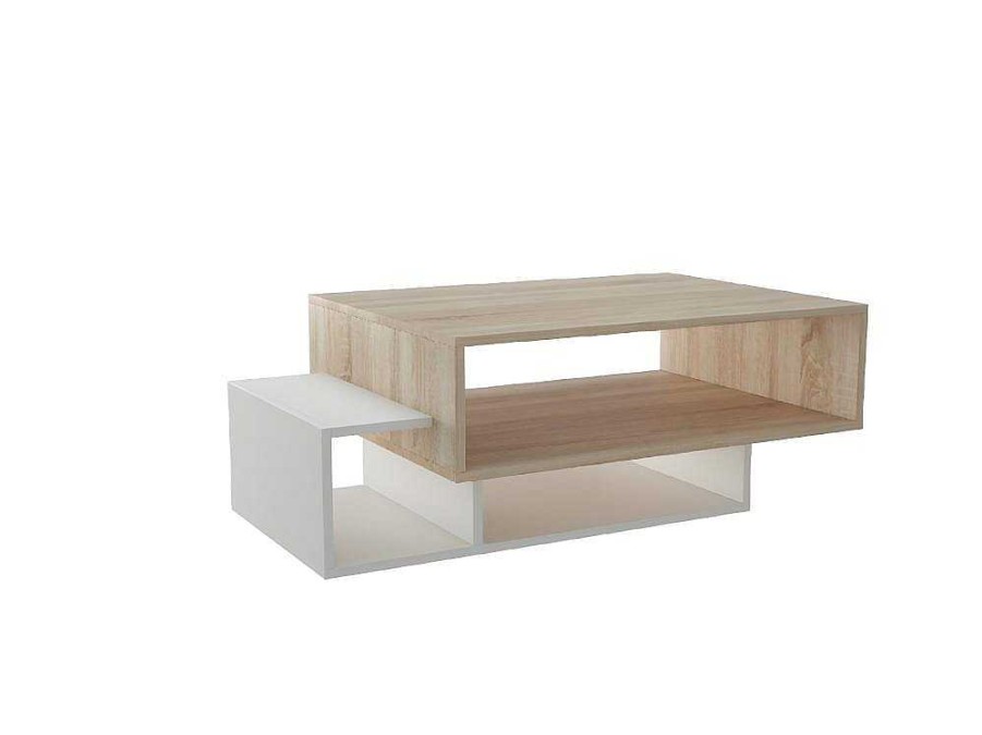 Mesa De Centro | Homemania Mesa De Cafe Gemini, Branco, Sonoma, 100X60X35 Cm, Epikasa