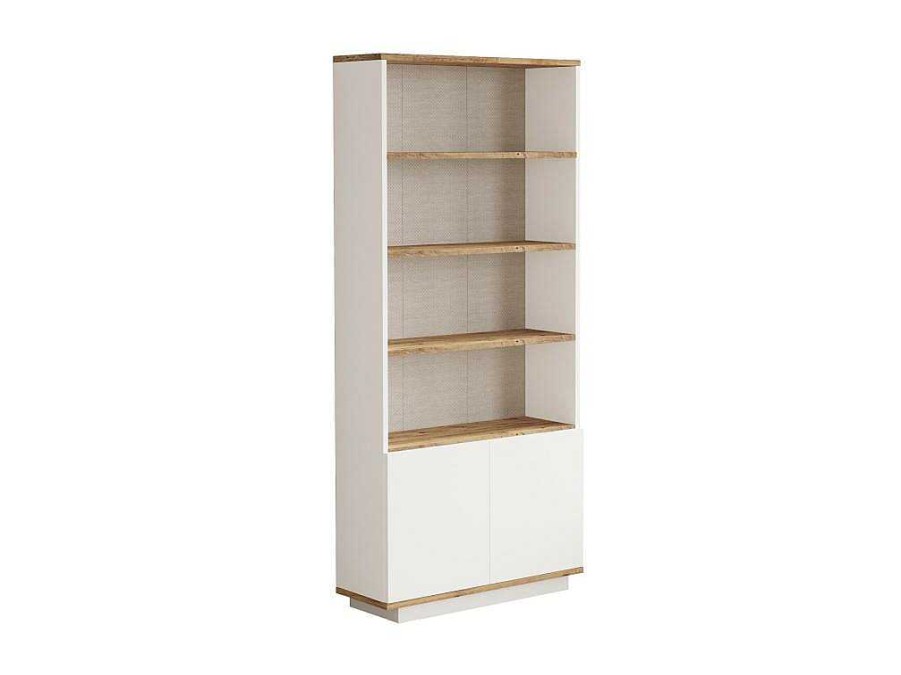 Biblioteca, Vitrina, Estante | Vente-unique Biblioteca Com 2 Portas E 4 Nichos Natural Claro E Branco - Lotula