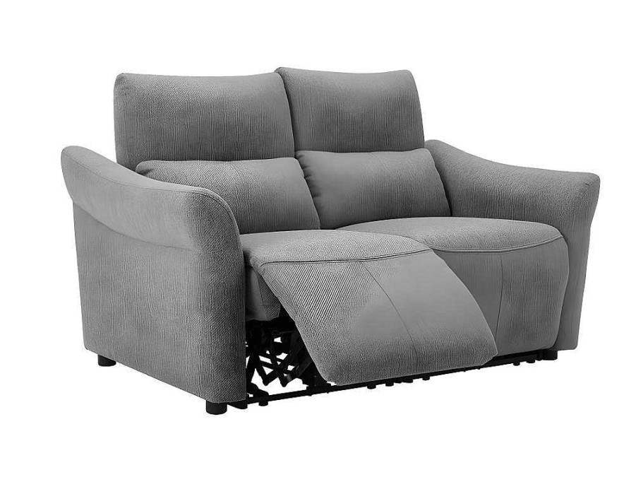 Sofa De Relaxamento Eletrico | Vente-unique Sofa De 2 Lugares Articulado Eletrico Em Tecido Cor Cinza - Ragnar