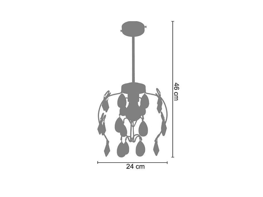 Lustre | TOSEL Lustre Tosel Tulipano Vidro Braco Ambar D60 X H80 Cm