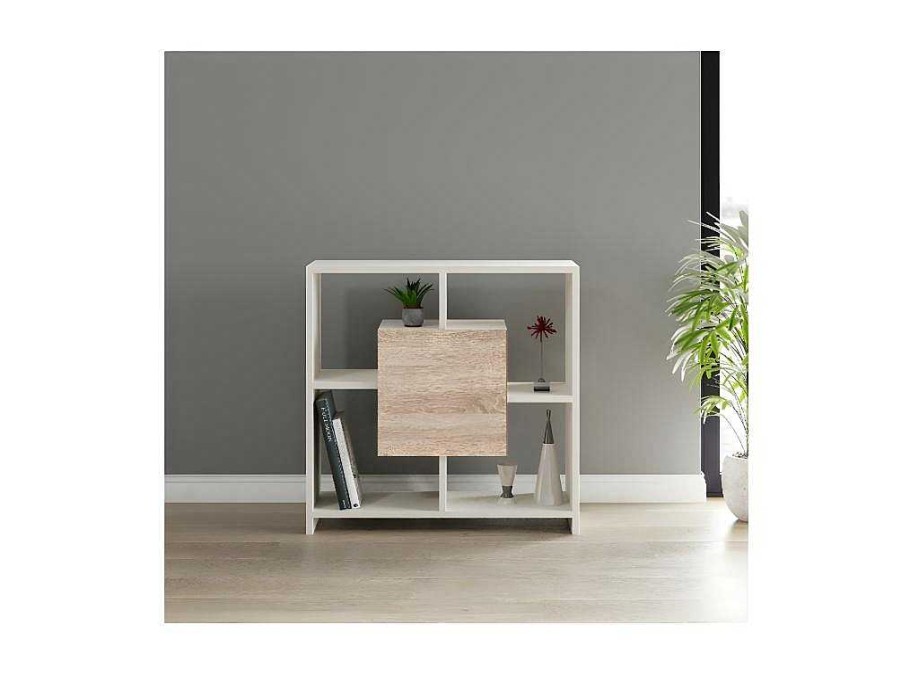 Promocoes Sala | EPIKASA Estante Sider, Branco, Sonoma, 80X30X80 Cm, Epikasa