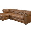 Sofa Em Pele | LINEA SOFA Sofa De Canto Esquerdo Chesterfield Brenton 100% Pele De Bufalo Superior Caramelo Vintage