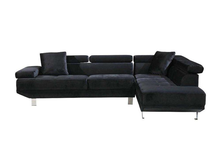 Sofa | Saldosystocks Sofa De Canto Chaise Longue Executive Preto 262X190Cm Vista Frontal Lado Direito