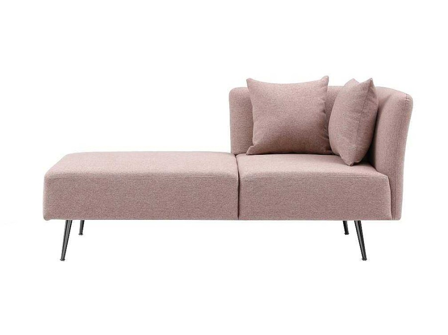 Chaise Longue | Vente-unique Chaise-Longue Esquerda Em Tecido Cor-De-Rosa - Napasa