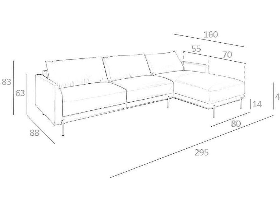 Sofa De Canto | Angel Cerda Sofa Chaise Longue Em Couro E Aco 6154