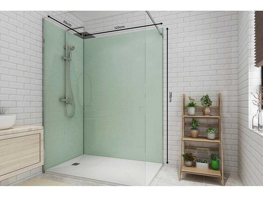 Painel De Parede Para Duche | Shower & Design Conjunto De 2 Paineis De Parede De Casa De Banho Com Perfis Incluidos De C. 90 X L. 120 X A. 210 Cm