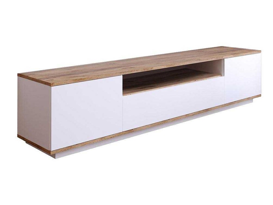 Movel De Tv | Vente-unique Movel De Tv Com 3 Portas E 1 Nicho Branco E Natural - Lotula