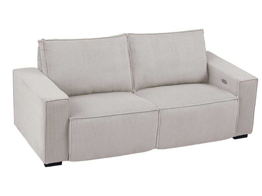 Sofa De Relaxamento Eletrico | Vente-unique Sofa De 3 Lugares Articulado Eletrico Veludo Canelado Cinzento-Claro - Amelio