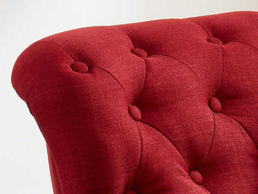 Chaise Longue | Vente-unique Chaise Longue Direita Em Tecido Vermelho - Anouk