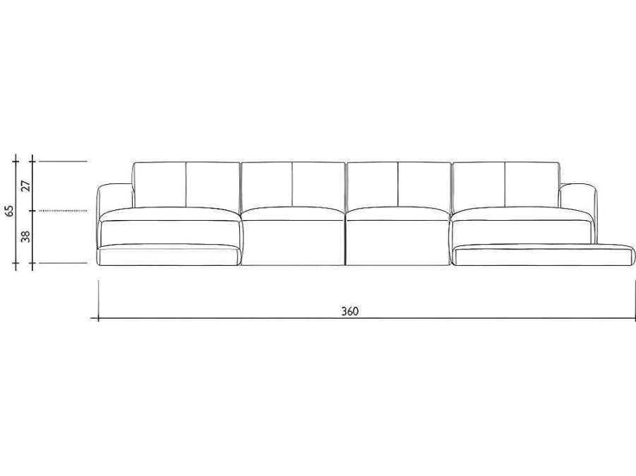 Sofa | Vente-unique Grande Sofa Panoramico 7 Lugares Em Pele Sintetica Duas Cores: Cinzento E Branco - Scosy