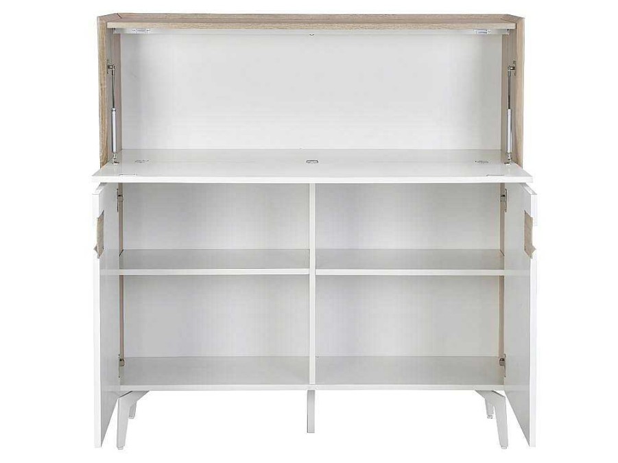 Secretaria | Vente-unique Secretaria Com 3 Portas Mdf E Metal Cor Natural E Branco - Derelis