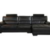 Sofa Em Pele | LINEA SOFA Sofa De Canto Em Pele Preto - Canto Direito - Metropolitan Ii