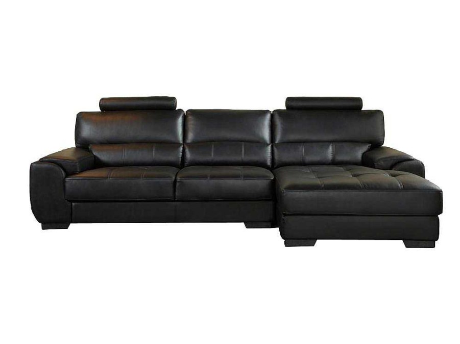 Sofa Em Pele | LINEA SOFA Sofa De Canto Em Pele Preto - Canto Direito - Metropolitan Ii