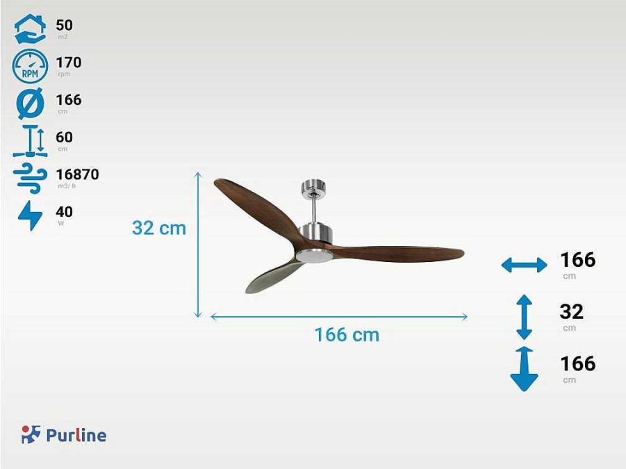 Ventilador | Purline Ventilador De Tecto Reversivel Termostato Regulavel Termostato Wifi Motor Dc Tectos Inclinados Controlo Remoto Luz De Tres Tons Memoria Hipersilenciosa