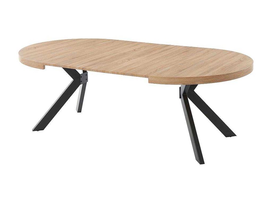 Mesa De Jantar | Vente-unique Mesa De Jantar Extensivel 4 A 8 Lugares Em Mdf E Aco Natural E Preto - Komoni