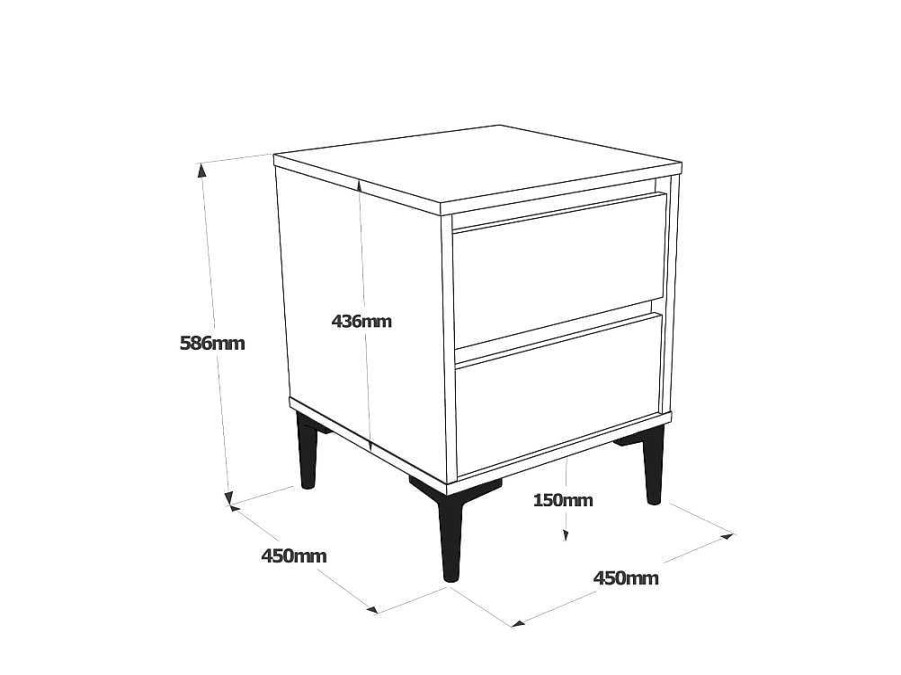 Mesa De Cabeceira | Venprodin Mesa De Cabeceira Com 2 Gavetas - Venprodin - Feltro 45 Cm - Antracite