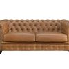 Promocoes Sofas & Poltronas | LINEA SOFA Sofa Chesterfield 3 Lugares Brenton 100% Pele De Bufalo Superior Cor Caramelo Vintage