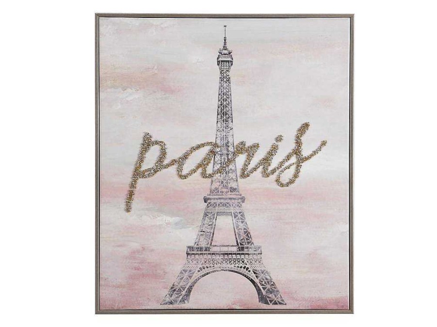 Quadro | OZAIA Tela Impressa Paris Com Efeito Joias De L. 54 X A. 64 Cm Com Moldura Em Pinho - Lutece