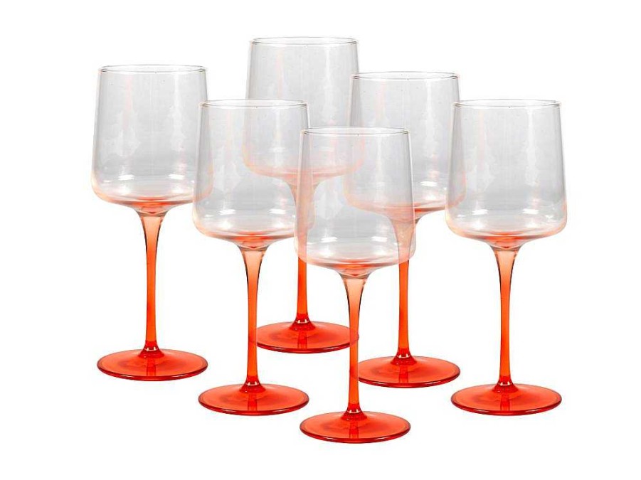 Louca E Utensilios De Cozinha | OZAIA Conjunto De 6 Copos De Vinho De Pe Laranja 27 Cl - D. 9.5 X A.13Cm - Coraly