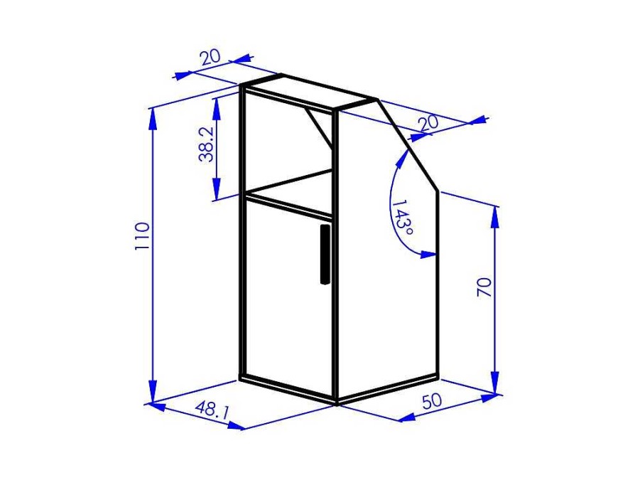 Arrumacao E Acessorios De Quarto | Vente-unique Movel Com Inclinacao 1 Porta E 1 Nicho Branco - Adezio