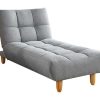 Chaise Longue | Vente-unique Chaise Longue Clic Clac Em Tecido Cinzento - Esteban